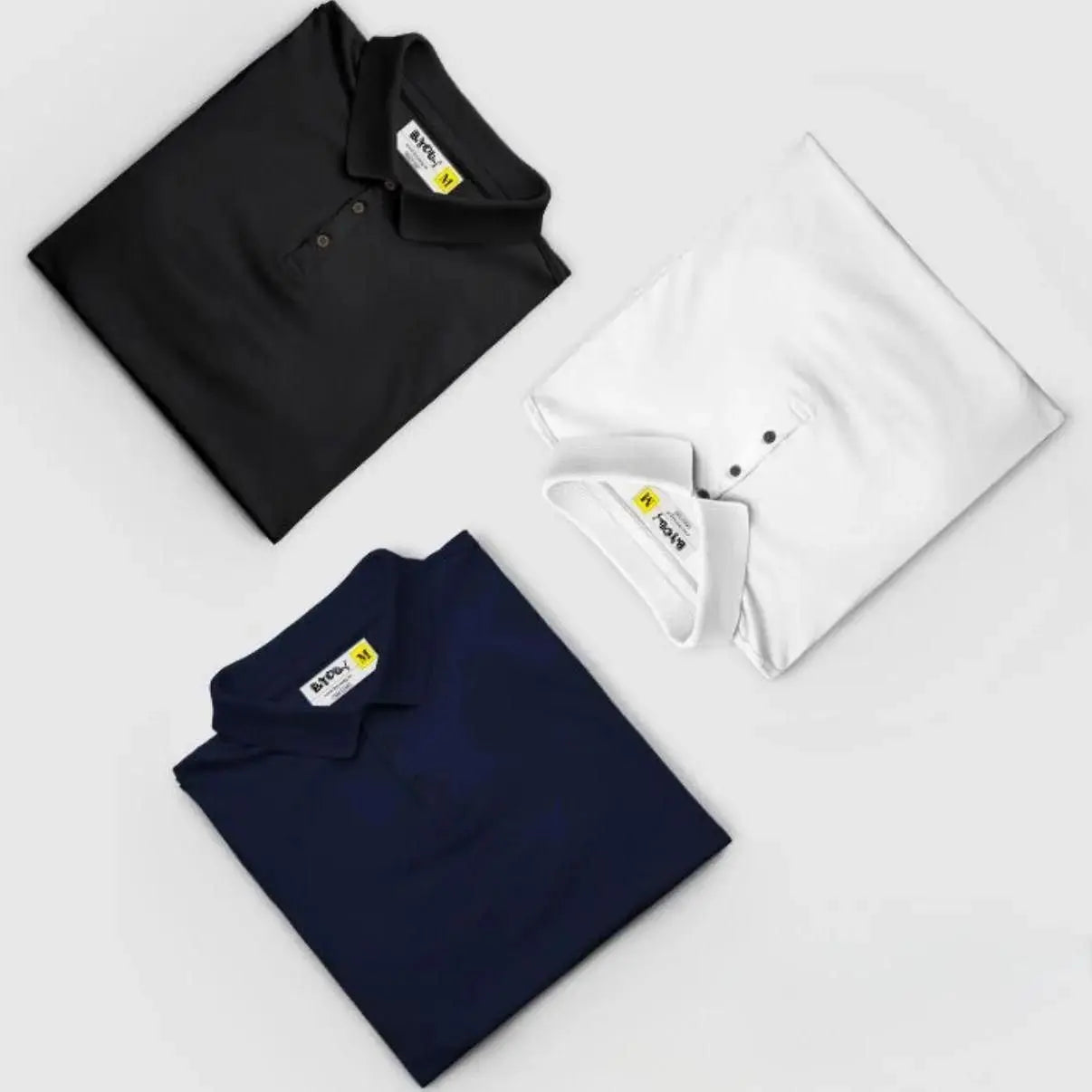 Poly Matte Solid Half Sleeves Mens Polo T-Shirt Pack Of 3 cxt975-0e