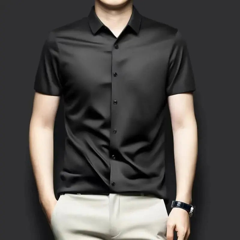Men's Regular Fit Half Sleeves Solid Satin Formal Shirt cxt975-0e