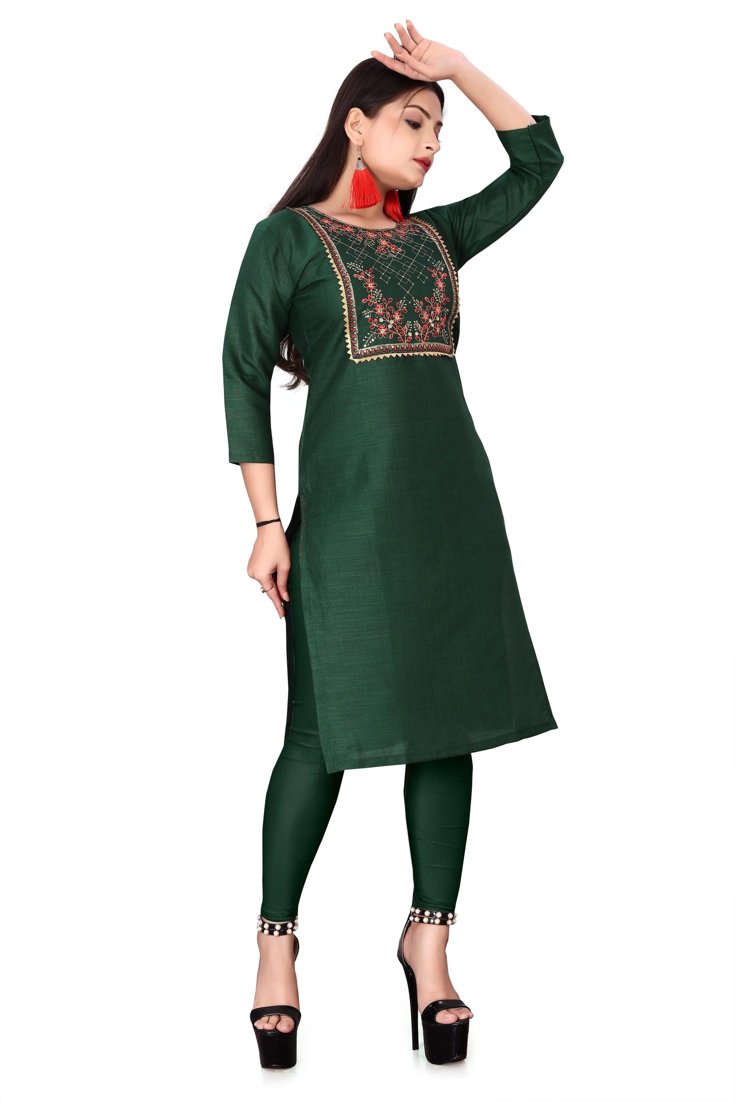 Women's Embroidery Cotton Slub Kurti cxt975-0e