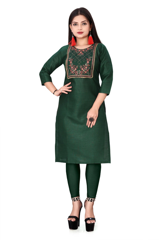 Women's Embroidery Cotton Slub Kurti cxt975-0e