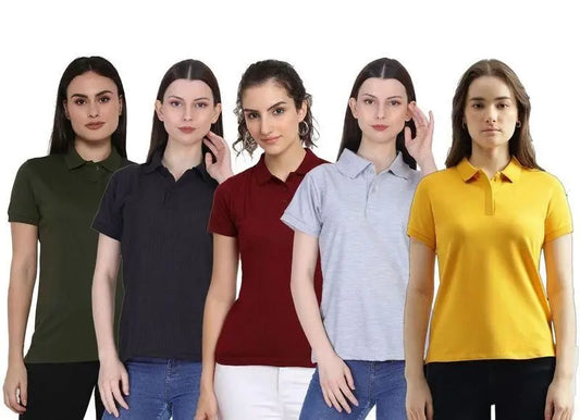 Ketex Cotton Blend Polo Neck T-shirt (Pack Of 5) cxt975-0e